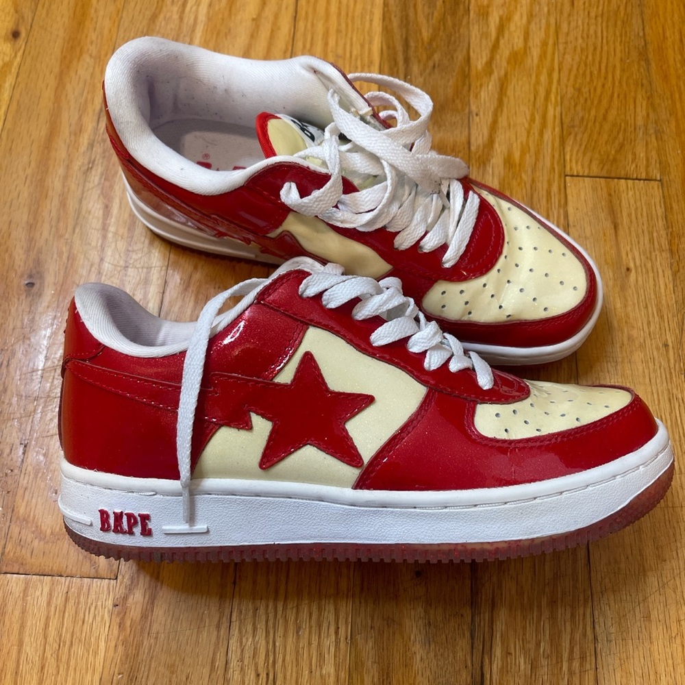 Bape Red & Yellow Glitter Bapestas 6.5 - Picture 1 of 10